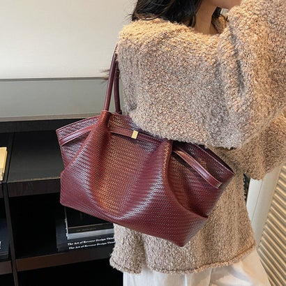 ドゥー ベル Doux Belle 型押しPUレザー2WAYトートバッグ レディース バッグ （ワインレッド）｜詳細画像
