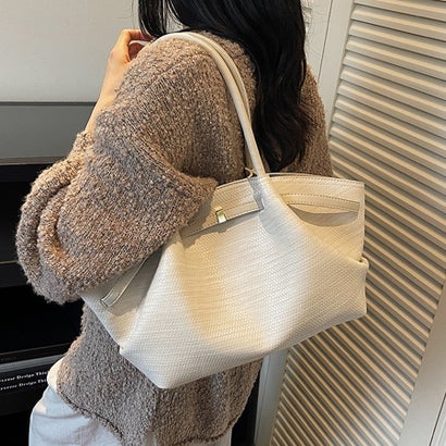 ドゥー ベル Doux Belle 型押しPUレザー2WAYトートバッグ レディース バッグ （オフホワイト）｜詳細画像