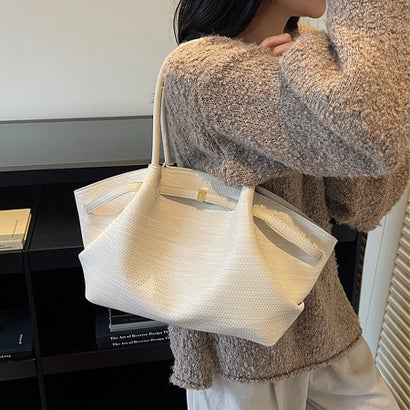 ドゥー ベル Doux Belle 型押しPUレザー2WAYトートバッグ レディース バッグ （オフホワイト）｜詳細画像