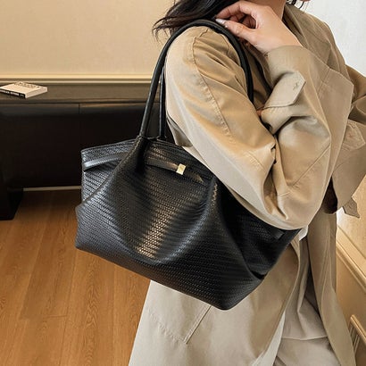 ドゥー ベル Doux Belle 型押しPUレザー2WAYトートバッグ レディース バッグ （ブラック）｜詳細画像