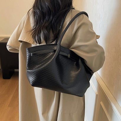 ドゥー ベル Doux Belle 型押しPUレザー2WAYトートバッグ レディース バッグ （ブラック）｜詳細画像