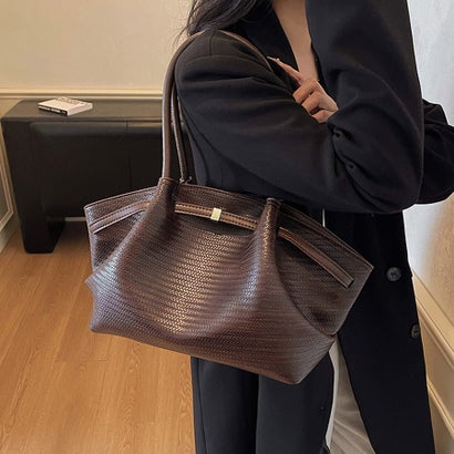 ドゥー ベル Doux Belle 型押しPUレザー2WAYトートバッグ レディース バッグ （ダークブラウン）｜詳細画像