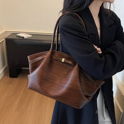 ドゥー ベル Doux Belle 型押しPUレザー2WAYトートバッグ レディース バッグ （ブラウン）｜詳細画像