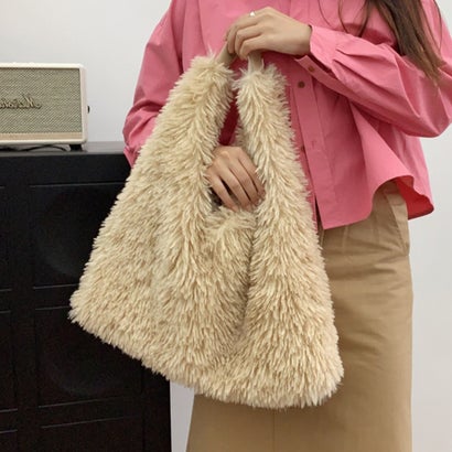 ドゥー ベル Doux Belle シャギーファーボリュームトートバッグ レディース バッグ （カーキ）｜詳細画像