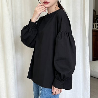 ドゥー ベル Doux Belle 前後2WAYスタンドカラー長袖シャツブラウス レディース トップス （ブラック）｜詳細画像
