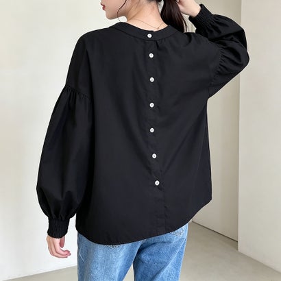 ドゥー ベル Doux Belle 前後2WAYスタンドカラー長袖シャツブラウス レディース トップス （ブラック）｜詳細画像