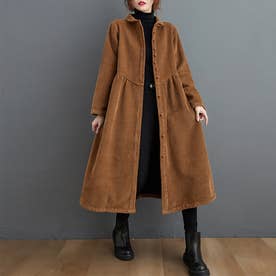 裏起毛コーデュロイシャツワンピースレディース ワンピース ロング （ブラウン）
