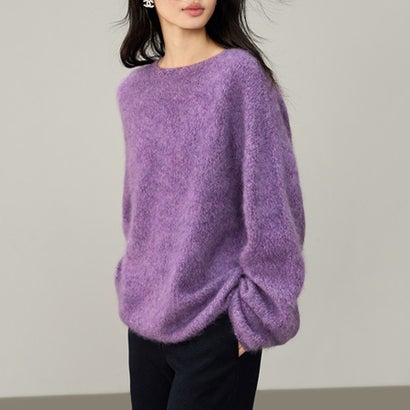 ドゥー ベル Doux Belle ボートネック長袖ふわふわニットセーター レディース トップス （パープル）｜詳細画像