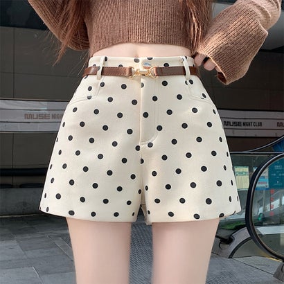 ドゥー ベル Doux Belle ドット柄ハイウエストショートパンツ レディース ボトムス （ベージュ）｜詳細画像