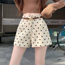 ドット柄ハイウエストショートパンツ レディース ボトムス （ベージュ）