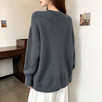 ドゥー ベル Doux Belle Vネックオーバーサイズ長袖ニットカーディガン レディース トップス （グレー）｜詳細画像