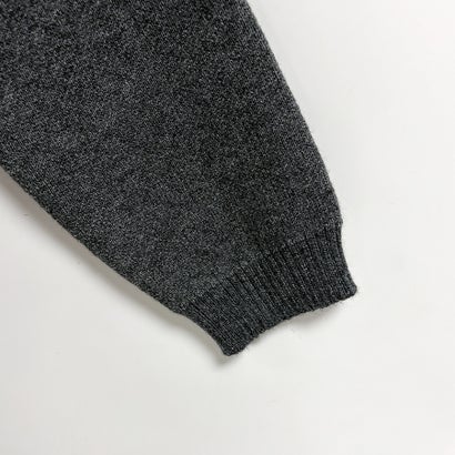 ステッチ配色×フロントポケット長袖ニット レディース トップス （ダークグレー）｜詳細画像