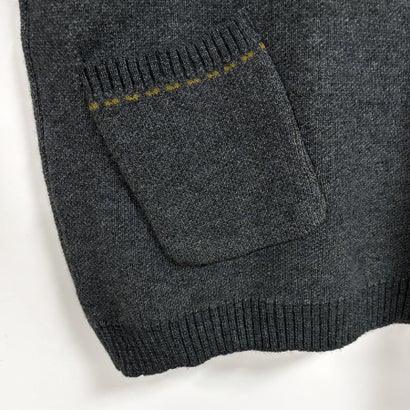 ステッチ配色×フロントポケット長袖ニット レディース トップス （ダークグレー）｜詳細画像