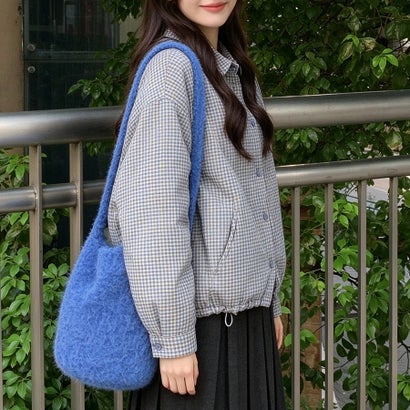 ドゥー ベル Doux Belle チェック柄襟付き長袖シャツ レディース トップス （ブラック）｜詳細画像