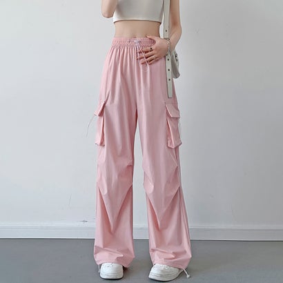 ドゥー ベル Doux Belle サイドポケット裾ドローストリングカーゴパンツ レディース パンツ （ピンク）｜詳細画像
