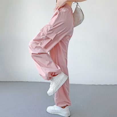 ドゥー ベル Doux Belle サイドポケット裾ドローストリングカーゴパンツ レディース パンツ （ピンク）｜詳細画像