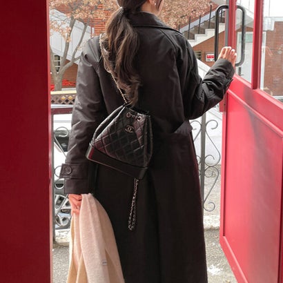 ドゥー ベル Doux Belle スタンドカラーベルト付きロング中綿コート レディース アウター （ブラック）｜詳細画像