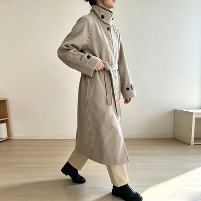 ドゥー ベル Doux Belle チンストラップ×2WAYステンカラーコート レディース アウター （ライトカーキ）｜詳細画像
