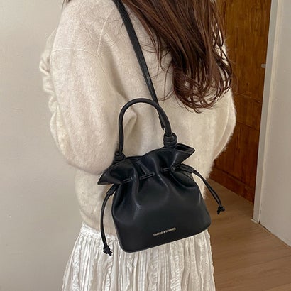 ドゥー ベル Doux Belle 巾着デザイン2WAYバッグ レディース バッグ （ブラック）｜詳細画像