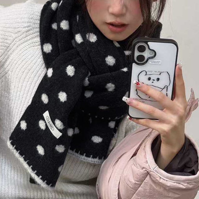 ドット柄ふわもこマフラー レディース マフラー （B）