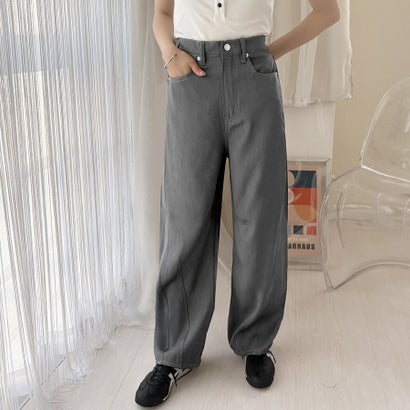 ストレートデニムパンツ ハイウエスト ボトムス （グレー*裏白）｜詳細画像