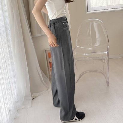 ストレートデニムパンツ ハイウエスト ボトムス （グレー*裏白）｜詳細画像