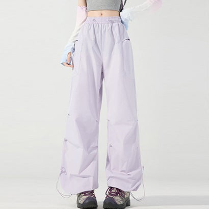ドゥー ベル Doux Belle 裾ドロスト風ワイドパンツ レディース ボトムス （ライトパープル）｜詳細画像
