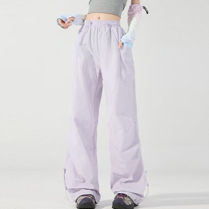 ドゥー ベル Doux Belle 裾ドロスト風ワイドパンツ レディース ボトムス （ライトパープル）｜詳細画像