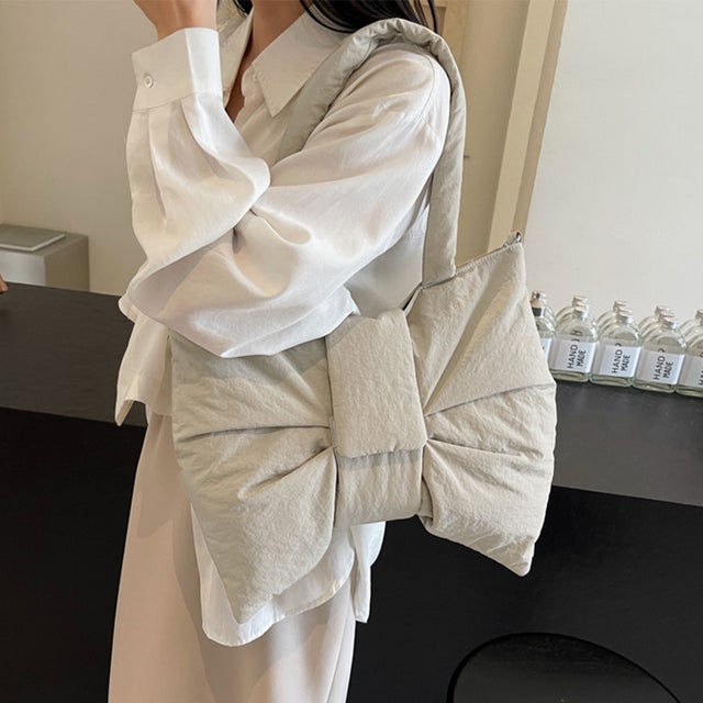 リボン付き2WAYショルダーバッグ レディース バッグ （ベージュ）