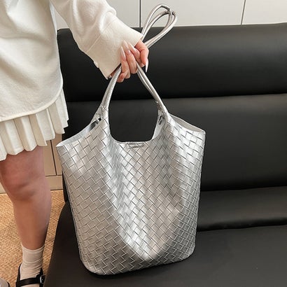 ドゥー ベル Doux Belle ミニバック付き×メッシュ編みトートバッグ レディース バッグ （シルバー）｜詳細画像