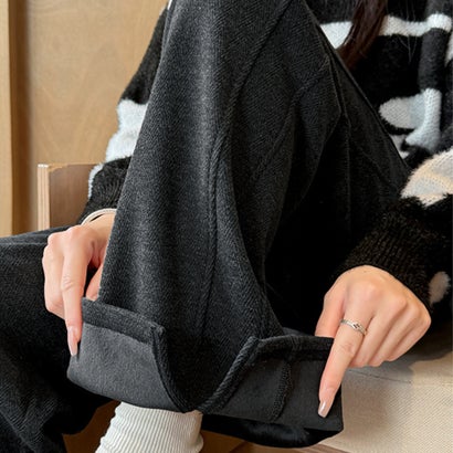 ドゥー ベル Doux Belle 裏起毛ルーズストレートパンツ レディース パンツ （チャコールグレー）｜詳細画像