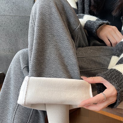 ドゥー ベル Doux Belle 裏起毛ルーズストレートパンツ レディース パンツ （ライトグレー）｜詳細画像