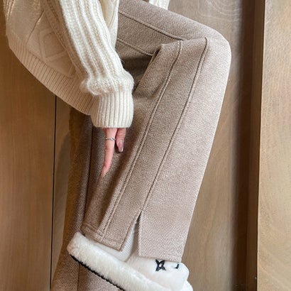 ドゥー ベル Doux Belle 裏起毛ルーズストレートパンツ レディース パンツ （オートミール）｜詳細画像