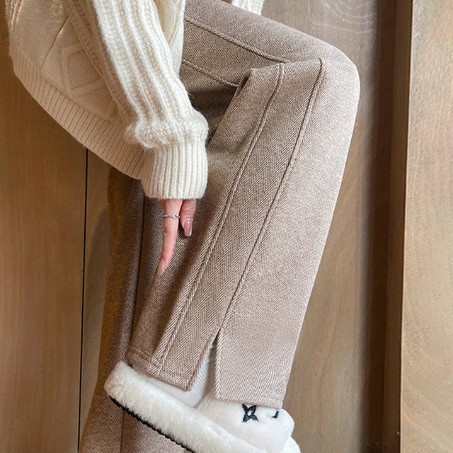 裏起毛ルーズストレートパンツ レディース パンツ （オートミール）