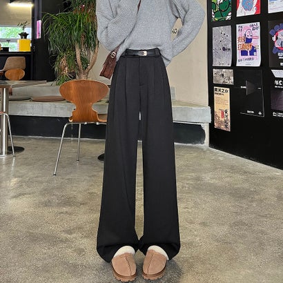 ドゥー ベル Doux Belle タック入りワイドパンツ レディース パンツ （ダークグレー）｜詳細画像