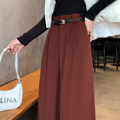 ドゥー ベル Doux Belle タック入りワイドパンツ レディース パンツ （ワインレッド）｜詳細画像