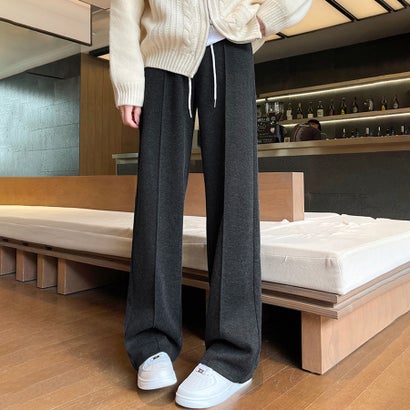 ドゥー ベル Doux Belle 裏起毛ストレートパンツ レディース パンツ （チャコールグレー）｜詳細画像