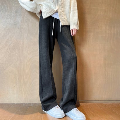 ドゥー ベル Doux Belle 裏起毛ストレートパンツ レディース パンツ （チャコールグレー）｜詳細画像