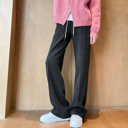ドゥー ベル Doux Belle 裏起毛ストレートパンツ レディース パンツ （チャコールグレー）｜詳細画像