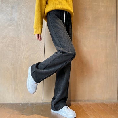 ドゥー ベル Doux Belle 裏起毛ストレートパンツ レディース パンツ （チャコールグレー）｜詳細画像