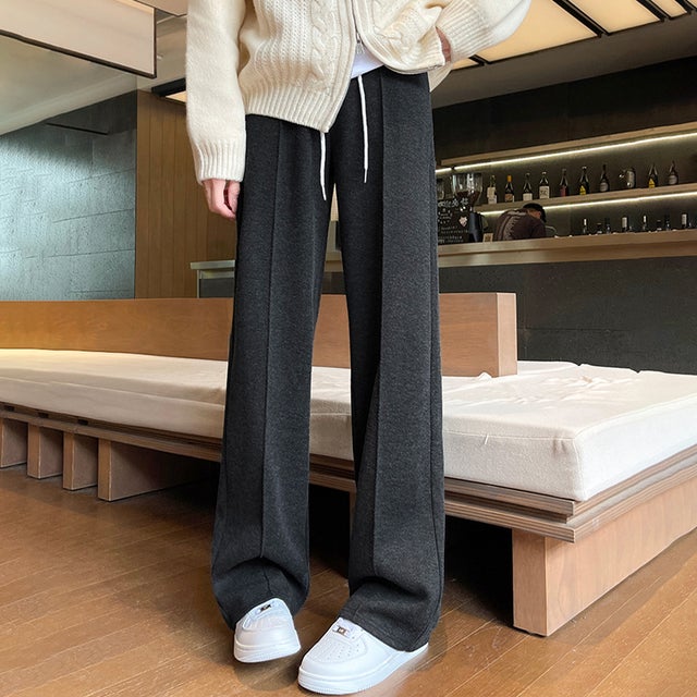 裏起毛ストレートパンツ レディース パンツ （チャコールグレー）