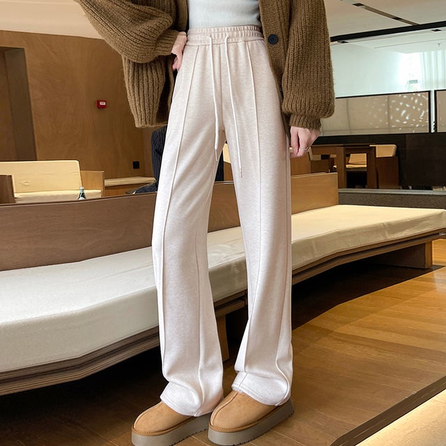 裏起毛ストレートパンツ レディース パンツ （ベージュ）