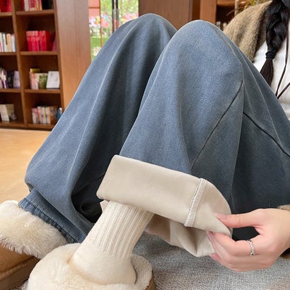 ドゥー ベル Doux Belle 裏起毛あったかワイドパンツ レディース パンツ （ライトブルー）｜詳細画像
