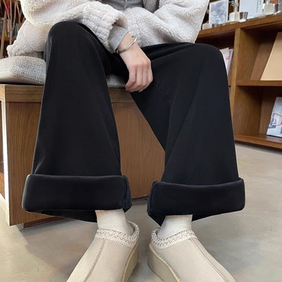 ドゥー ベル Doux Belle 裏起毛あったかワイドパンツ レディース パンツ （ブラック）｜詳細画像
