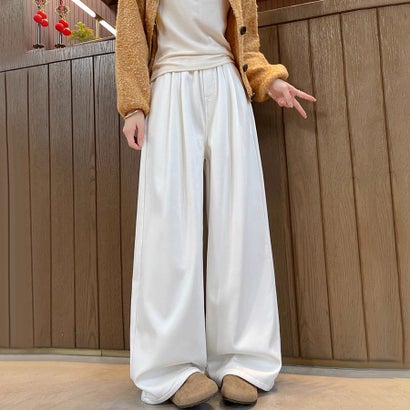 ドゥー ベル Doux Belle 裏起毛あったかワイドパンツ レディース パンツ （オフホワイト）｜詳細画像