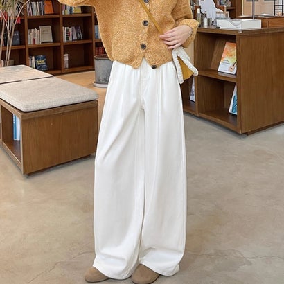 ドゥー ベル Doux Belle 裏起毛あったかワイドパンツ レディース パンツ （オフホワイト）｜詳細画像
