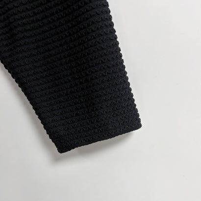 ぽこぽこ素材VネックAラインドレープ長袖チュニック レディース トップス （ブラック）｜詳細画像