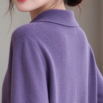 ドゥー ベル Doux Belle 襟付き袖口花柄レースカフス長袖ニットプルオーバー レディース トップス （ベージュ）｜詳細画像