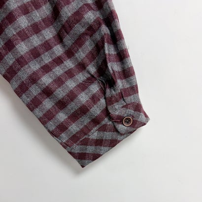 ドゥー ベル Doux Belle チェック柄襟付きポケット付き長袖ロングシャツ レディース トップス （ワインレッド）｜詳細画像