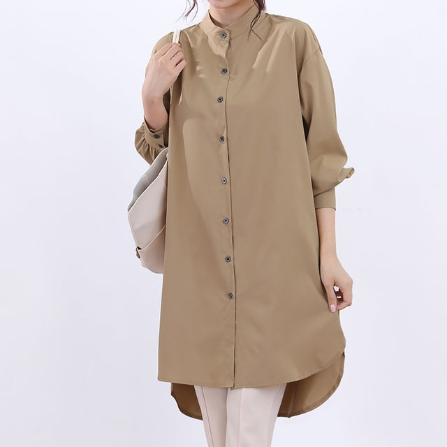 秋冬新作 ロングシャツ レディース （ブラウン）